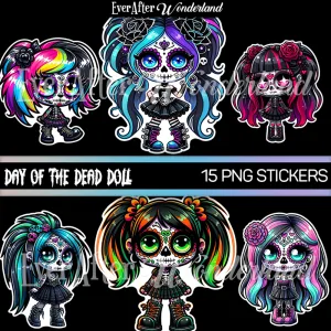 Day of the Dead Doll Digital Stickers