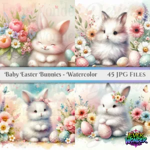 Baby Easter Bunnies - Watercolor