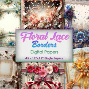 Floral Lace Borders Digital Papers