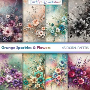 Grunge Sparkles and Flowers