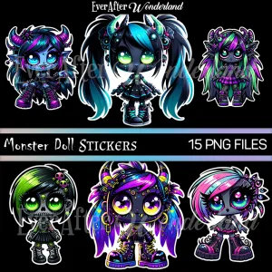 Monster Doll Digital Stickers