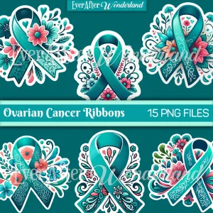 Ovarian Cancer Ribbon Digital Stickers