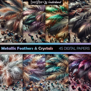 Metallic Feathers & Crystals